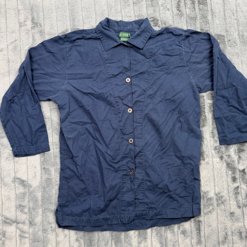J. Crew Navy Blue Cotton Button Down Shirt Long Sleeve Mens Small Portugal